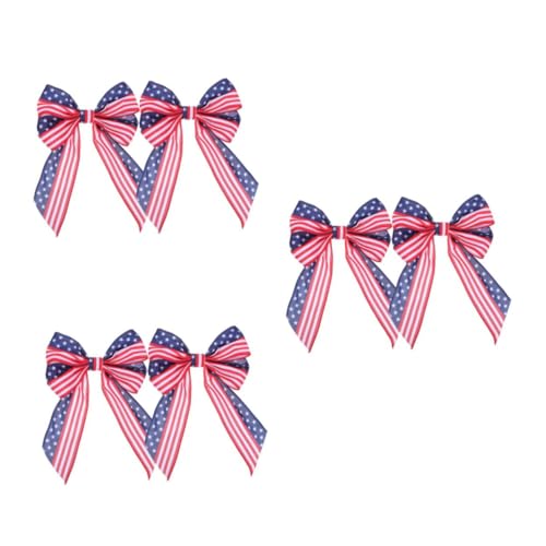 VICASKY 6 Stck. Patriotische Schleifen Mittelgroß Polyester Flaggenmuster für Unabhängigkeitstag Dekoration Tür Fenster Wand Schmuck Memorial Day Feier von VICASKY
