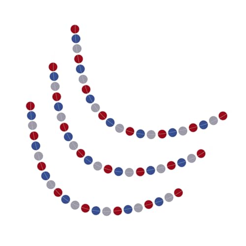 VICASKY 6 Stück Runde Papiergirlande mit Glitzerpulver Teiliges in Rot Blau Silber Unverzichtbare Independence Day Party Deko Farbige Runde Papiergirlande für Feierlichkeiten Sicheres von VICASKY