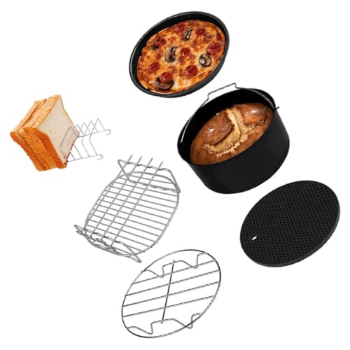 VICASKY 6 Stück Teiliges Airfryer Backzubehör Runde Pizza und Kuchenpfannen Hitzebeständige Antihaftmatte Geeignet für Heißluftfritteusen Einfach zu Reinigen Vielseitig für Backen und von VICASKY