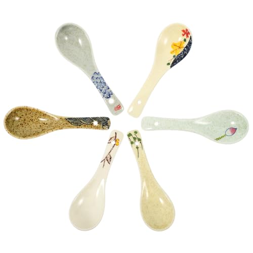 VICASKY 6 Stück Teiliges Japanische Keramiklöffel Langlebig Leicht und Tragbar Glatte Oberfläche Ergonomischer Griff für Suppe Reis und Porridge Praktische Esslöffel für Zuhause und VICASKY 6 Stück Teiliges Japanische Keramiklöffel Langlebig Leicht und Tragbar Glatte Oberfläche Ergonomischer Griff für Suppe Reis und Porridge Praktische Esslöffel für Zuhause und von VICASKY