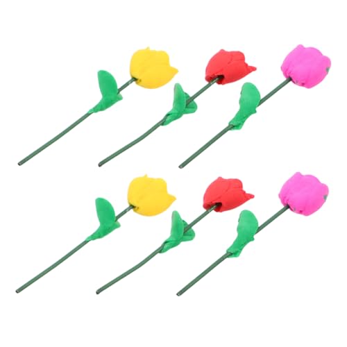 VICASKY 6 Stück Teiliges Mini Puppenhaus Blumen Deko Bunte DIY Garten Szene Modell Realistische Miniatur Landschaftsblumen für Puppenstubenzubehör Kreative Szenengestaltung von VICASKY