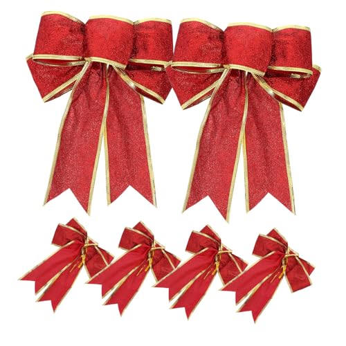 VICASKY 6 Stück Weihnachtsbögen mit Goldrand Kreative DIY Dekoration für Hochzeiten und Weihnachtsfeiern für Fenster Bäume und Geschenkschachteln Rote Schleifen für Festliche Anlässe VICASKY 6 Stück Weihnachtsbögen mit Goldrand Kreative DIY Dekoration für Hochzeiten und Weihnachtsfeiern für Fenster Bäume und Geschenkschachteln Rote Schleifen für Festliche Anlässe von VICASKY