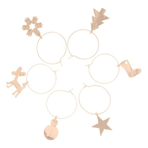 VICASKY 6 Stück Weinglas ring Weihnachts-Weinglasringe Metall-Weinglasringe Weihnachts-Weinglas-Marker Dekoration Schild weihnachtsdeko Party-Weinglas-Metallring Party Weinglasring Golden von VICASKY