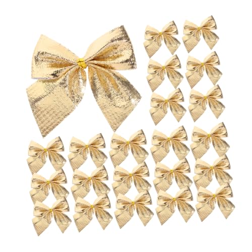 VICASKY 60 Stück Teiliges Mini Weihnachts Schleifen aus Goldfarbenem Stoffband Vorgebunden Vielseitig für Geschenkverpackung Baum und Kranzdeko Festliche Tisch und Partyakzente von VICASKY