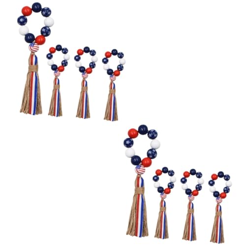 VICASKY 8 Stck. Teiliges Hölzerne Perlen Serviettenringe mit Independence Day Design Dekorative Tisch Dekoration für Familienessen Partys Hotels und Restaurants von VICASKY