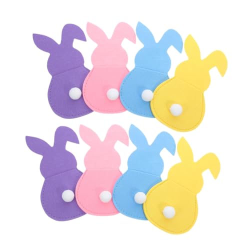 VICASKY 8 Stück Teiliges Osterhasen Bestecktaschen aus Weichem Filz Wiederverwendbare Kaninchen Besteckhalter mit Pompon Design für Gabeln Messer Löffel Festliche Tischdekoration für VICASKY 8 Stück Teiliges Osterhasen Bestecktaschen aus Weichem Filz Wiederverwendbare Kaninchen Besteckhalter mit Pompon Design für Gabeln Messer Löffel Festliche Tischdekoration für von VICASKY