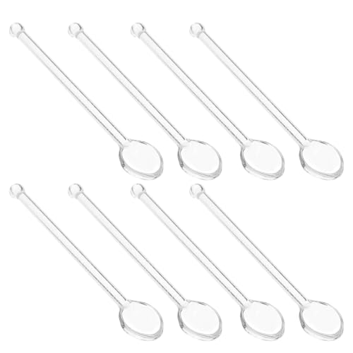 VICASKY 8 Stück Teiliges Transparente Glaslöffel mit Langem Stiel Stilvolle Dessert Kaffeelöffel Geruchsresistente Glatte Trinklöffel für Tee Kaffee Saft und Mixgetränke von VICASKY