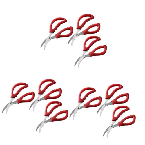 VICASKY 9 Stck. Multifunktionale Edelstahl Küchen Schere mit Ergonomischem Rutschfestem Griff Gebogene Garnelenschere zum Einfachen Entfernen von Garnelenfäden Teiliges in Rot Robust und VICASKY 9 Stck. Multifunktionale Edelstahl Küchen Schere mit Ergonomischem Rutschfestem Griff Gebogene Garnelenschere zum Einfachen Entfernen von Garnelenfäden Teiliges in Rot Robust und von VICASKY