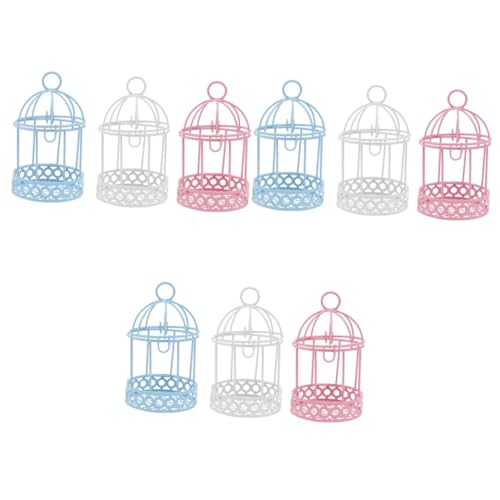 VICASKY 9 Stück Mini Vogelkäfig Teiliges aus Robustem Kreative Tischdekoration und Zierliches Desktop Aufbewahrungsornament in Rosa Blau und Weiß Dekorativ und Vielseitig für Büro und von VICASKY