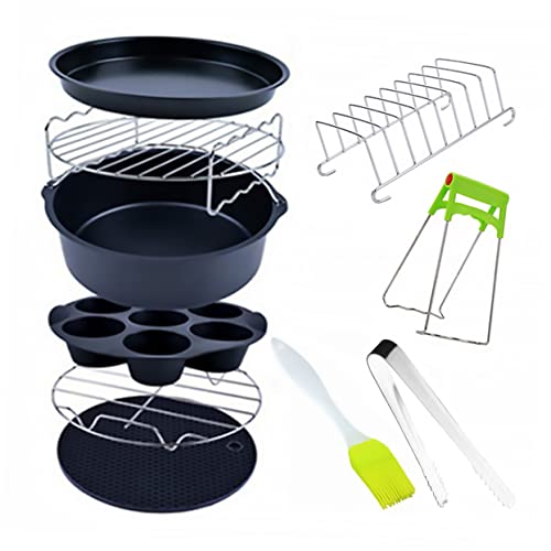 VICASKY 9 Stück Teiliges Air Fryer Zubehör Set mit Antihaft Kuchenform Vielseitiges Heißluftfritteuse Backzubehör für Modelle Bpa Frei Einfach zu Reinigen für Kuchen Pizza Zufällige Farbe VICASKY 9 Stück Teiliges Air Fryer Zubehör Set mit Antihaft Kuchenform Vielseitiges Heißluftfritteuse Backzubehör für Modelle Bpa Frei Einfach zu Reinigen für Kuchen Pizza Zufällige Farbe von VICASKY