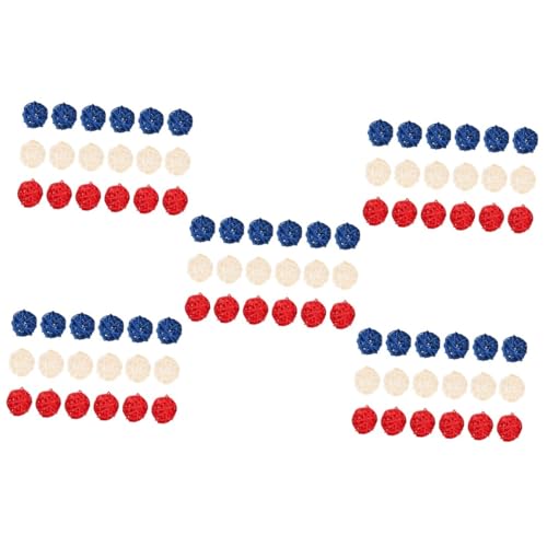VICASKY 90 STK. Teiliges Rattan Deko Kugeln Rot Weiß Blau Natürliche Bruchfeste Weidenbälle für Unabhängigkeitstag Partydeko DIY Tisch und Wohnraumgestaltung Patriotisches Feier Accessoire von VICASKY