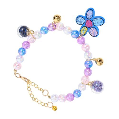 VICASKY Adorable Verstellbares Haustierperlenhalsband mit Blauen Blumen Langlebiges und Sicheres Halsband für Hunde Dekoratives Accessoire für Partys und Alltag von VICASKY