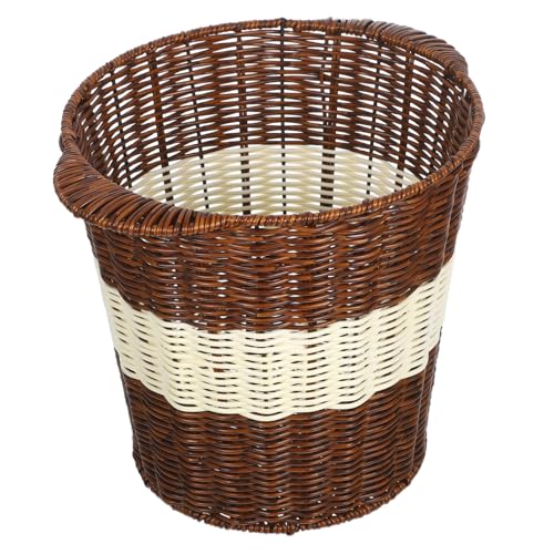 VICASKY Atmungsaktiver Handgewebter Mülleimer mit Imitat Rattan Optik Belüfteter Abfallkorb für Büros Empfangsbereiche Konferenzräume Geruchsreduzierender Papierkorb für Saubere von VICASKY