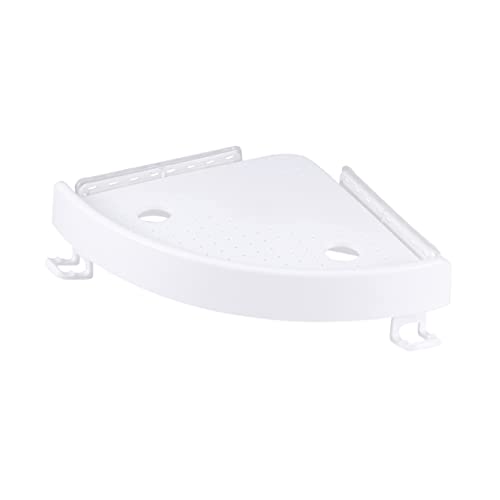 VICASKY Eckregal Badezimmer Weiß mit Starken Saugnäpfen Platzsparend Verstellbare Haken für Wandmontage – 4-5 kg Tragkraft von VICASKY