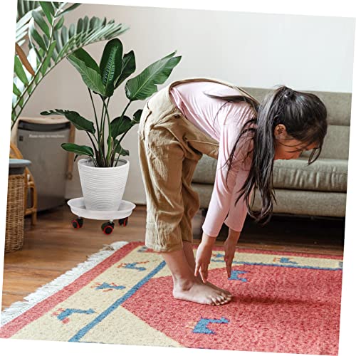 VICASKY Blumentopfhalter mit Halbtransparenter Pflanzentopf Untersetzer aus Robustem Harz Wasserfester Pflanzenwagen für Drinnen und Draußen Einfach Bewegliches Tablett Weiß von VICASKY