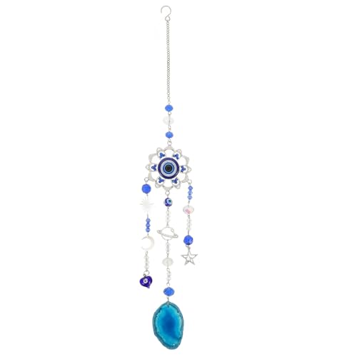 VICASKY Teufelsauge-Sonnenblumen-Windspiel-Ornament Evil Eye Suncatcher Wanddeko Aus Metall Kreatives Fenster-hängedekor Für Garten Und Zuhause Kunstvolles Elegantes Design Innen Außenbereich Blaue von VICASKY