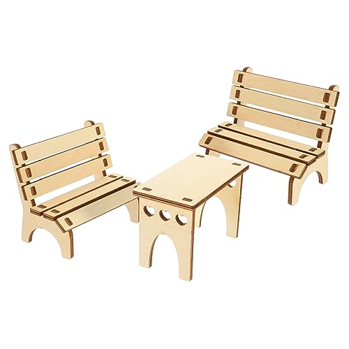 VICASKY DIY Hamster Tisch und Bank aus Holz Stabiles Teiliges für Meerschweinchen Rennmäuse und Kleine Tiere Interaktives Kleintierspielzeug zur Käfigdekoration und Beschäftigung von VICASKY