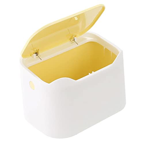 VICASKY Desktop Mülleimer mit Deckel Mini Kunststoff Abfalleimer für Wohnzimmer Büro und Küche Langlebiger und Geruchsneutraler Tischmülleimer Gelb von VICASKY