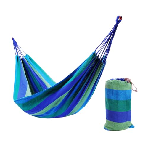VICASKY Doppelt Verstärkte Canvas Hängematte Blau mit Tragetasche und Zwei Befestigungsseilen Robustes Outdoor Camping Schlafhängesessel für Zwei Personen Leicht und Langlebig von VICASKY