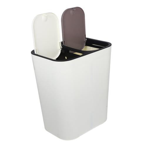 VICASKY Dual Compartment Abfalleimer mit Deckel Küchenmülleimer für Trockene und Abfälle Eleganter und Stabiler Abfallbehälter für Effektive Mülltrennung von VICASKY
