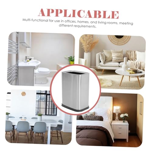 VICASKY Edelstahl Abfalleimer Offen Müllbehälter ohne Deckel Platzsparend für Küche Bad Wohnzimmer Hygienisch Leicht zu Reinigen Modernes Design von VICASKY