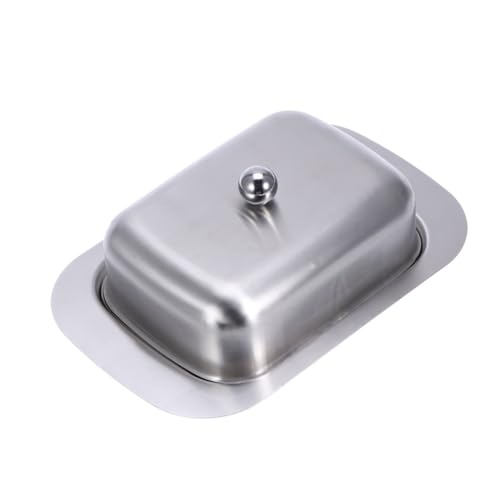 VICASKY Edelstahl Butterdose mit Deckel Rostfreie Butterschale mit Rutschfester Basis und Praktischem Griff Butterbehälter für Küche und Käse Langlebiges Buttertray mit Glatter Oberfläche von VICASKY
