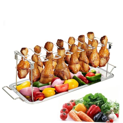 VICASKY Edelstahl Hähnchen Grillrost BBQ Grillzubehör Rostfrei Praktisch Tragbar Camping Angeln Picknick Grillplatte für Gasgrill von VICASKY