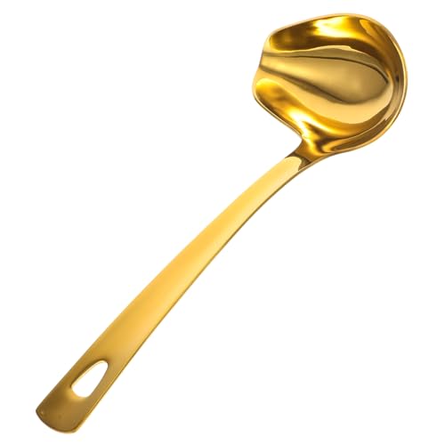 VICASKY Edelstahl Soßenlöffel mit Ergonomischem Griff Langlebiger Spülmaschinenfester Schöpflöffel für Soße und Suppe Kleiner Servierlöffel für Restaurant und Küche Goldfarben von VICASKY