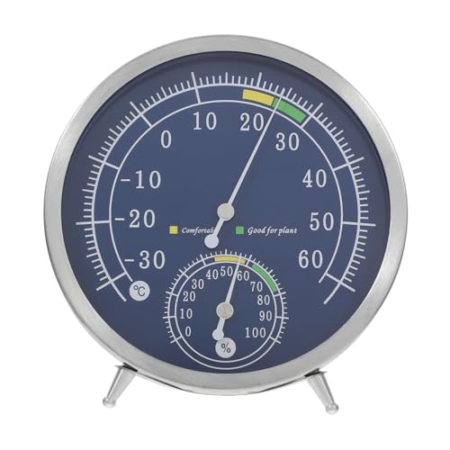 VICASKY Edelstahl Thermometer Hygrometer Analog für Sauna und Innenräume Multifunktional als Tisch Wandgerät Präzise Temperatur Luftfeuchtigkeitsmessung Robust und Benutzerfreundlich von VICASKY