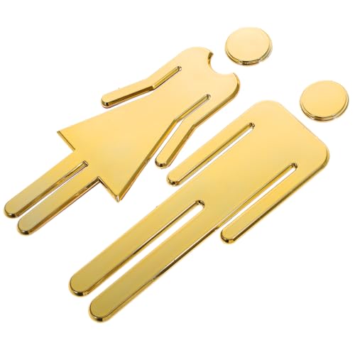 VICASKY Edelstahl Toilettenschild Selbstklebend Langlebig Modernes Design für Büro Badezimmer Herren Damen Wc Türschild Goldfarben Robust und Sichtbar von VICASKY