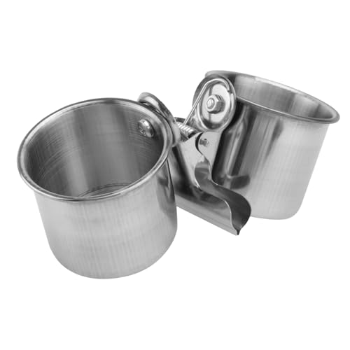 VICASKY Edelstahl Vogelfutternapf mit Clip Doppelte Futter und Wasserschalen Langlebig und Leicht zu Reinigen Geeignet für Papageien und Wellensittiche Einfach Am Käfig zu Befestigen von VICASKY