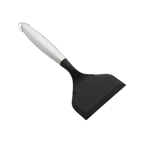 VICASKY Edelstahlgriff Silikon Kochspatel Hitzebeständige Küchenutensilien mit Ergonomischem Design zum Rühren Drehen und Braten Leicht und Tragbar Schwarz von VICASKY