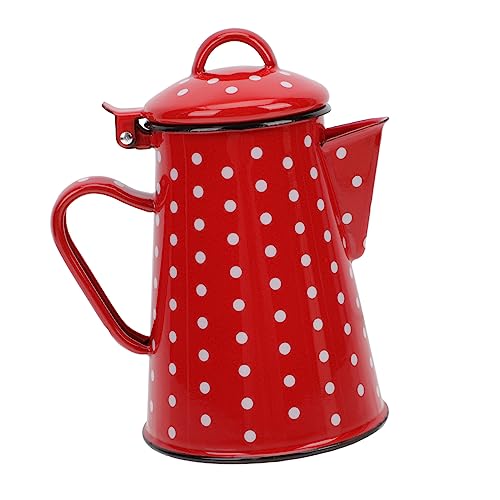 VICASKY Emaille Kanne Mit Griff Selbst Emaillierte Kaffeekanne Emaille Kanne Mit Deckel Porzellan Roter Emaille Kanne Roter Emaille Kaffeekanne Emaille Kaffeekanne Emaille von VICASKY