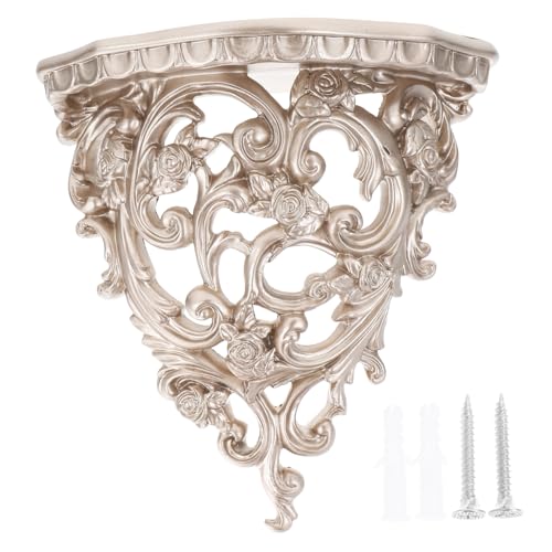 VICASKY Europäisches Vintage Wandregal aus Dekoratives Wandmontiertes Blumenhalter Wandkunst in Champagnergold Langlebig und Feine Verarbeitung Geeignet für Wohnzimmer und Balkon von VICASKY