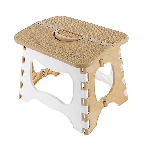 VICASKY 1packung Faltbarer Kunststoff-hocker Für Erwachsene Und Junge Mädchen Leichter Tragbarer Klappstuhl Für Garten Camping Und Angeln Mini-sitzgelegenheit Rattan-Kaffee-Farbe von VICASKY