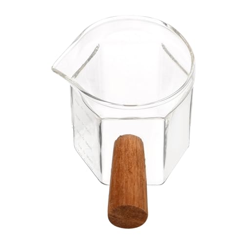 VICASKY Glas milchkanne mit Messskala und Hitzebeständigem Holzgriff Transparenter Espresso messbecher für Präzises Abmessen und Servieren von Milch und Sahne im Haushalt Zufällige Farbe VICASKY Glas milchkanne mit Messskala und Hitzebeständigem Holzgriff Transparenter Espresso messbecher für Präzises Abmessen und Servieren von Milch und Sahne im Haushalt Zufällige Farbe von VICASKY