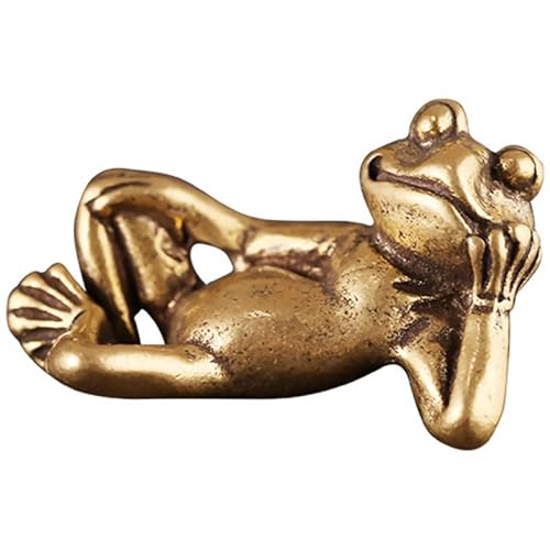 VICASKY 1stück Messing Frosch Statue Figurine Für Heim Büro Dekoration Vintage Design Perfektes Für Tierliebhaber Robuste Und Langlebige Kunstfigur Für Tisch Regal von VICASKY
