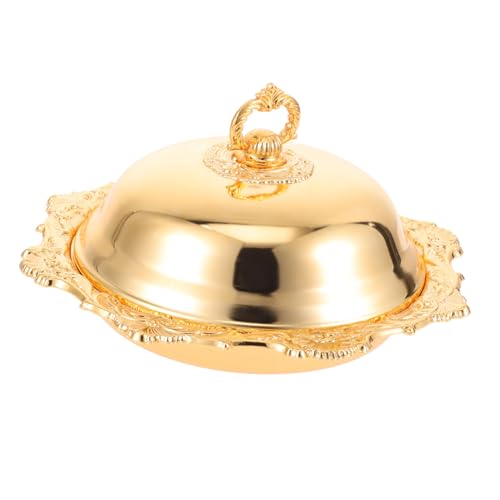 VICASKY Goldenes Buttertablett Rund mit Deckel Multifunktionales Kreatives Serviertablett für Obst Snacks und Schmuck Kompakt Leicht Robust für Partys und Tischdekoration VICASKY Goldenes Buttertablett Rund mit Deckel Multifunktionales Kreatives Serviertablett für Obst Snacks und Schmuck Kompakt Leicht Robust für Partys und Tischdekoration von VICASKY