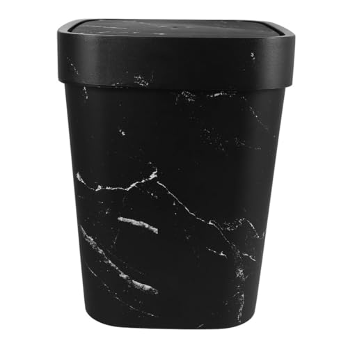 VICASKY Großer Mülleimer mit Swing Deckel Marmoroptik Abfallbehälter für Schlafzimmer Badezimmer Büro Vielseitiger Papierkorb mit Robuster Konstruktion und Großzügiger Kapazität von VICASKY