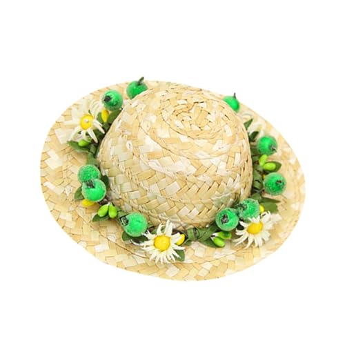 VICASKY Grüne Daisy Hawaii Strohhut für Kleine Hunde Weicher Bequemer Gewebter Sommer Hundehut als Süße Kopfbedeckung und Foto Requisite für Geburtstagsfeiern und Alltag von VICASKY