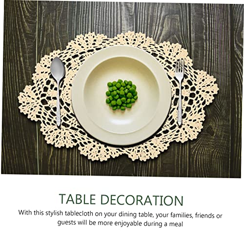 VICASKY Häkel Spitzentischset aus Baumwolle Handgefertigte Tischdecke Dekoratives Tischset für Esszimmer Schützende Tischmatte mit Feinem Spitzenmuster Beige VICASKY Häkel Spitzentischset aus Baumwolle Handgefertigte Tischdecke Dekoratives Tischset für Esszimmer Schützende Tischmatte mit Feinem Spitzenmuster Beige von VICASKY