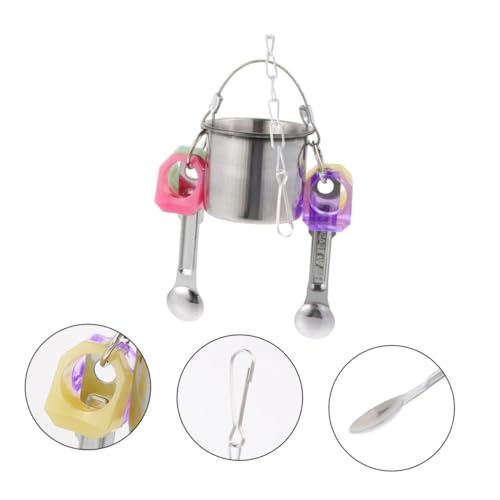 VICASKY Hängender Papageien Futter und Wassernapf aus Robustem Material Kleine mit Aufhängehaken Vielseitig Einsetzbar für Vogelkäfig Stabile Konstruktion Attraktives von VICASKY