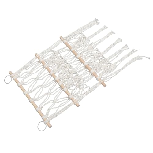 VICASKY Hängeregal aus Baumwollseil mit Holzstab Stabiler Organizer für Kinderzimmer Atmungsaktive Mesh Hängematte zur Aufbewahrung von Kuscheltieren Büchern und Handtüchern von VICASKY