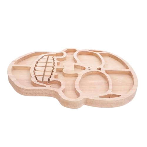 VICASKY Halloween Holz Servierplatte mit Kunstvoll Geschnitztem Totenkopf Robustes Obst Käsebrett Leicht zu Reinigen Handgefertigtes Charcuterie Board für Halloween Partys und Buffet von VICASKY