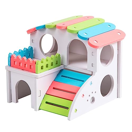 VICASKY Handgemachtes DIY Holz Hamsterhaus für Kleine Haustiere Gemütliches Versteck und Spielplatz für Zwerghamster Meerschweinchen und Chinchillas aus Hochwertigem Holz Gefertigt Leicht von VICASKY