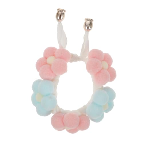 VICASKY Handgestricktes Verstellbares Haustierhalsband mit Blume Modisches Katzen und Hundehalsband Handgefertigtes Accessoire für Kleine Haustiere Xs in Rosa und Blau von VICASKY