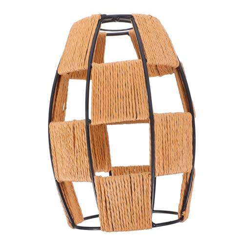 VICASKY Handgewebter Lampenschirm aus Papierseil mit Stabilem Eisenrahmen Natürlicher Rattan look Dekorative Pendelleuchte für Wohnzimmer und Esszimmer Einfache Montage Vielseitig von VICASKY
