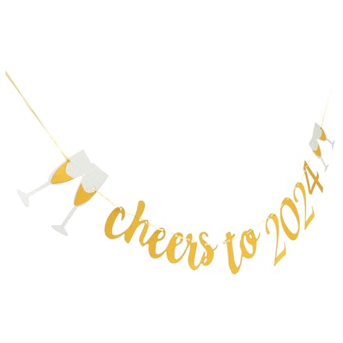 VICASKY Happy Year Banner Party Dekoration Girlande Silvester Deko Wohnzimmer Wandbehang Festliche Feier Banner für Neujahrsfeier von VICASKY
