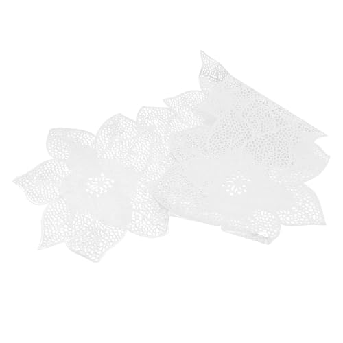 VICASKY Hitzebeständiger Tischläufer mit Floraler Aussparung Rutschfestes PVC Platzset für Esszimmerdekoration Stilvolles Tischset für Familienfeiern Hotels und Buffets Silberfarben von VICASKY