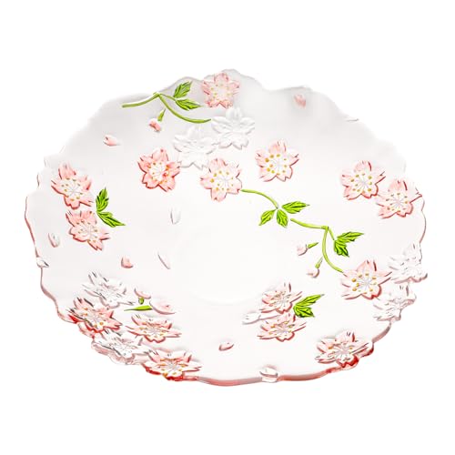 VICASKY Hitzebeständiges Glas Serviertablett mit Japanischem Kirschblüten Design Dekorative Snack und Obstplatte für Partys Geburtstage Hochzeiten und Familienfeiern Leicht zu Reinigen VICASKY Hitzebeständiges Glas Serviertablett mit Japanischem Kirschblüten Design Dekorative Snack und Obstplatte für Partys Geburtstage Hochzeiten und Familienfeiern Leicht zu Reinigen von VICASKY